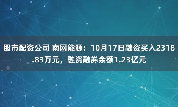股市配资公司 南网能源：10月17日融资买入2318.83万元，融资融券余额1.23亿元