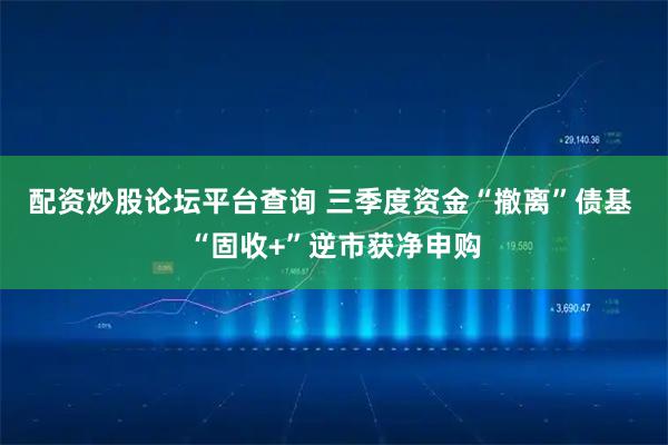 配资炒股论坛平台查询 三季度资金“撤离”债基 “固收+”逆市获净申购