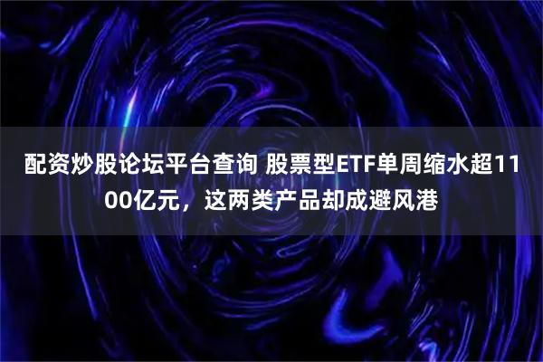 配资炒股论坛平台查询 股票型ETF单周缩水超1100亿元，这两类产品却成避风港